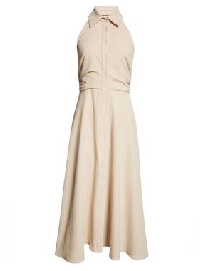 Veronica Beard Mackey Dress Cream/White Seersucker Halter Dress -NWT